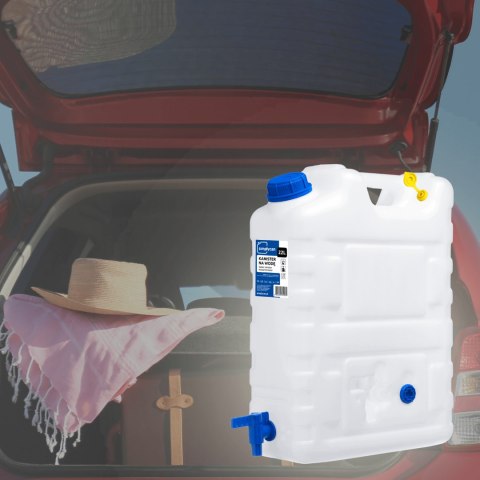 Kanister na wodę pitną z kranikiem i odpowietrznikiem, tworzywo HDPE, 20L Kamai SimplyCan