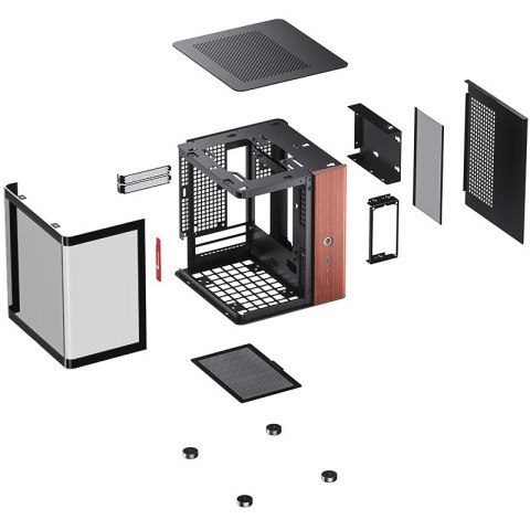 Obudowa PC Jonsbo TK-0, Mini-Tower, Mini-ITX, Tempered Glass, Holz - schwarz Jonsbo