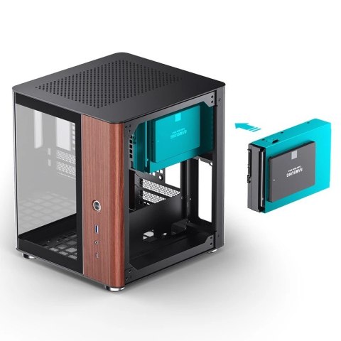 Obudowa PC Jonsbo TK-0, Mini-Tower, Mini-ITX, Tempered Glass, Holz - schwarz Jonsbo