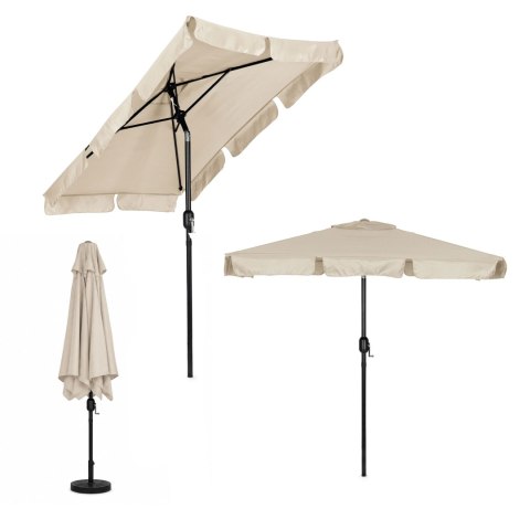 Prostokątny duży parasol ogrodowy skośny łamany z korbą beżowy 200x130 cm MultiGarden MultiGarden