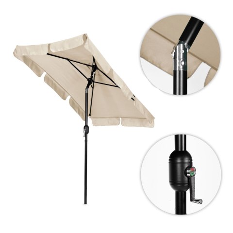 Prostokątny duży parasol ogrodowy skośny łamany z korbą beżowy 200x130 cm MultiGarden MultiGarden