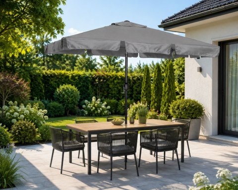Prostokątny duży parasol ogrodowy skośny łamany z korbą szary 200x130 cm MultiGarden MultiGarden
