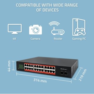 Qoltec Przełącznik sieciowy SWITCH Gigabit Ethernet | 24x RJ45 | 2x SFP | 1000 Mb/s Qoltec