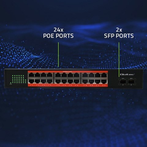 Qoltec Przełącznik sieciowy SWITCH Gigabit Ethernet | 24x RJ45 | 2x SFP | 1000 Mb/s Qoltec