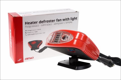 Termowentylator dmuchawa nagrzewnica z lampką 12v amio-01326 AMiO