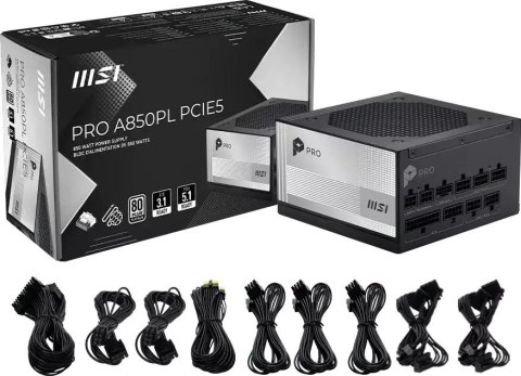 Zasilacz MSI PRO A850PL PCIE5 850W 120mm 80plus Platinum aPFC MSI