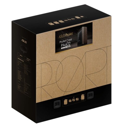 ASUS ProArt PA602 Wood Edition Modern Black - Tempered Glass Panel Midi Tower Czarny, Drewno ASUS