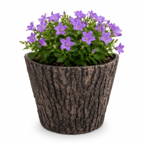 Doniczka orzechowa, efekt drewna, UV stabilna, dekoracyjna, balkonowa, do ogrodu, 37,5x30 cm KAMAI STRENDPRO