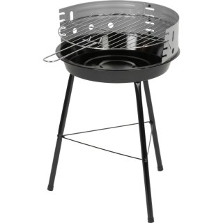 Grill węglowy ogrodowy okrągły czarny z rusztem, stalowy, 38 x 38 x 55 cm KAMAI STRENDPRO