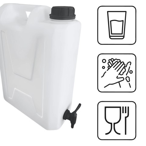 Kanister na wodę pitną z dolnym kranikiem, tworzywo HDPE, 12L