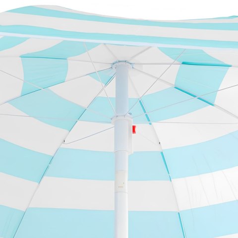 Parasol plażowy biało-niebieski, stalowy, z nachyleniem, średnica 180 cm, wysokość 200 cm, maszt 32 mm KAMAI STRENDPRO