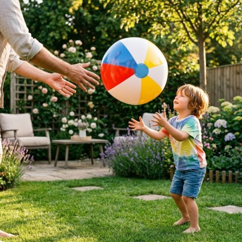 Piłka plażowa dziecięca, dmuchana, do wody i na basen, wielokolorowa, średnica 51 cm, 2+ KAMAI STRENDPRO
