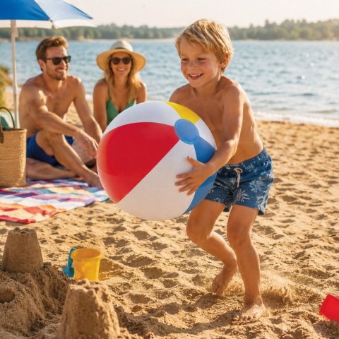 Piłka plażowa dziecięca, dmuchana, do wody i na basen, wielokolorowa, średnica 51 cm, 2+ KAMAI STRENDPRO