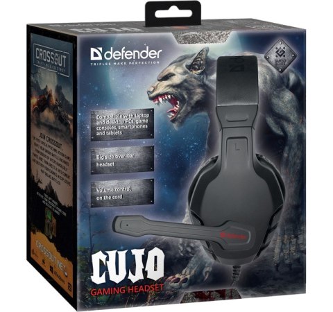 SŁUCHAWKI DEFENDER Z MIKROFONEM CUJO CZARNO-CZERWONE Defender