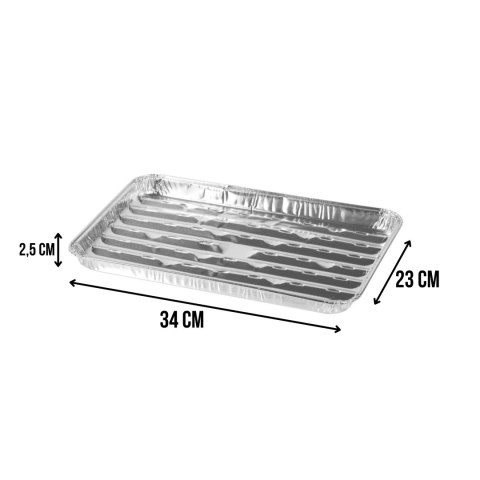 Tacki aluminiowe do grilla, prostokątne, perforowane, zestaw 3 szt., 34x23x2,5 cm KAMAI STRENDPRO