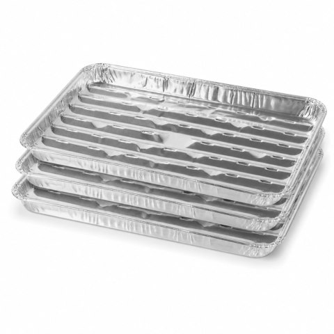 Tacki aluminiowe do grilla, prostokątne, perforowane, zestaw 3 szt., 34x23x2,5 cm KAMAI STRENDPRO