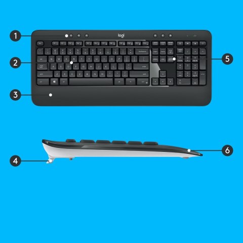 Zestaw klawiatura + mysz membranowa Logitech MK540 920-008685 (USB; kolor czarny; optyczna; 1000 DPI) Logitech
