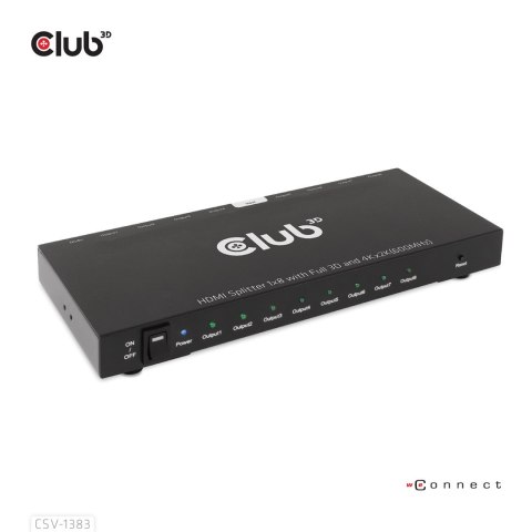 CLUB3D CSV-1383 rozgałęziacz telewizyjny HDMI 8x HDMI Club 3D