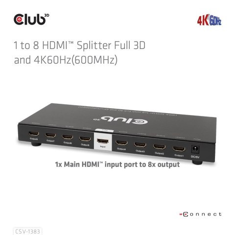 CLUB3D CSV-1383 rozgałęziacz telewizyjny HDMI 8x HDMI Club 3D