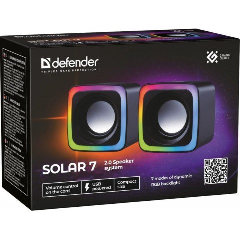 DEFENDER GŁOŚNIKI KOMPUTEROWE SOLAR 7 2.0 6W USB 65117 Defender