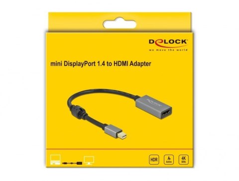 DeLOCK 66570 adapter kablowy 0,2 m Mini DisplayPort HDMI Typu A (Standard) Czarny, Szary DELOCK