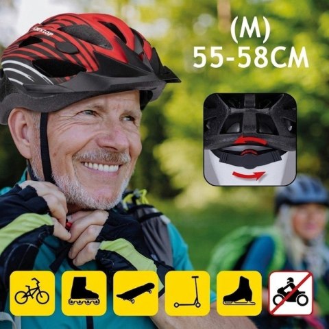Dunlop - Kask rowerowy MTB regulowany rozmiar M 55-58 cm (Czerwono-Czarny) Dunlop