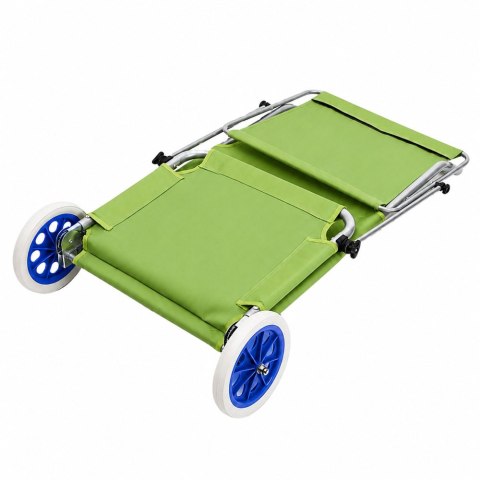 Leżak Plażowy Na Kółkach Ogrodowy Składany Z Daszkiem Aluminiowy Zielony LEAN