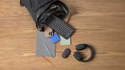 Logitech 920-012239 klawiatura Dołączona myszka Uniwersalne RF Wireless + Bluetooth QWERTY Amerykański międzynarodowy Grafitowy Logitech