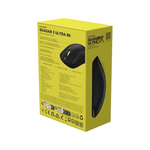 HATOR Quasar 3 Ultra 8K Wireless myszka Gaming Oburęczny RF Wireless + Bluetooth + USB Type-A Optyczny 30000 DPI No name