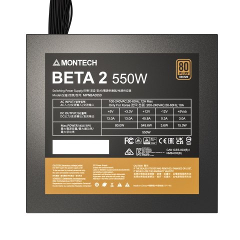 Montech BETA 2 moduł zasilaczy 550 W 20+4 pin ATX ATX Czarny Montech