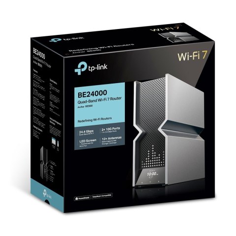 TP-Link Archer BE900 router bezprzewodowy Multi-Gigabit Ethernet Quad-band (2.4 GHz / 5 GHz-1 / 5 GHz-2 / 6 GHz) Czarny, Szary TP-LINK