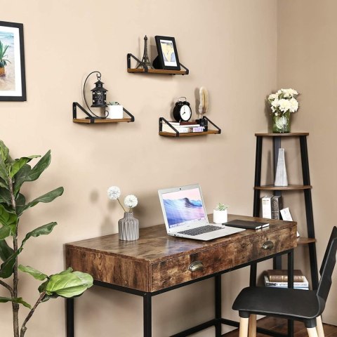 Zestaw 3 półek wiszących drewniane Loft LEOBERT