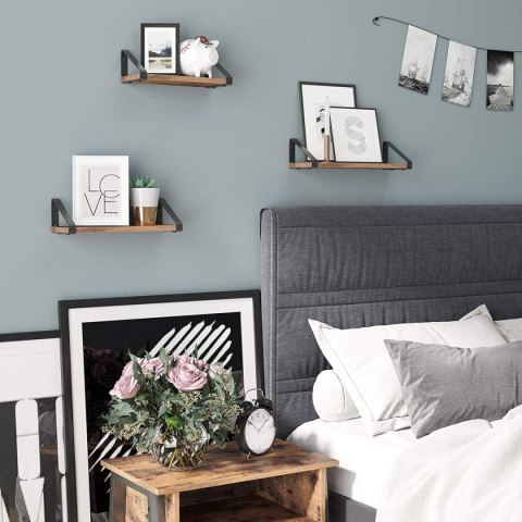 Zestaw 3 półek wiszących drewniane Loft LEOBERT