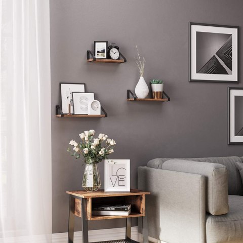 Zestaw 3 półek wiszących drewniane Loft LEOBERT