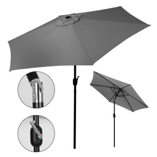 Duży parasol ogrodowy skośny łamany z korbą 6 żeber szary 270 cm MultiGarden MultiGarden