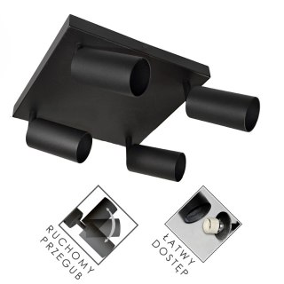 Lampa spotlight FILO 4xGU10 czarna kwadrat