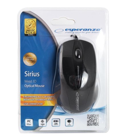 Mysz Esperanza EM102K (optyczna; 800 DPI; kolor czarny) Esperanza