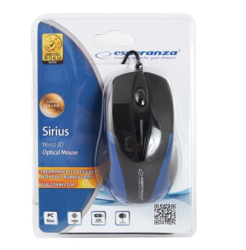Mysz Esperanza Sirius EM102B (optyczna; 800 DPI; kolor czarny) Esperanza