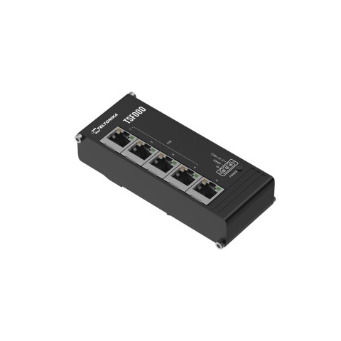 Teltonika TSF000 Low Profile PoE+ Switch | 5x ETH, budżet 60W, płaska konstrukcja, montaż DIN, przełącznik niezarządzalny. Teltonika