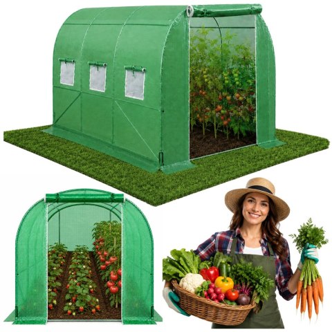 Tunel Ogrodowy Foliowy Szklarnia Na Warzywa Okna Zielony UV 3,5x2x2M 7M? LEAN