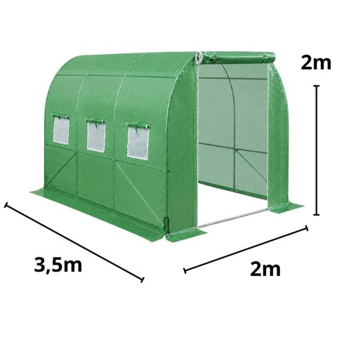Tunel Ogrodowy Foliowy Szklarnia Na Warzywa Okna Zielony UV 3,5x2x2M 7M? LEAN