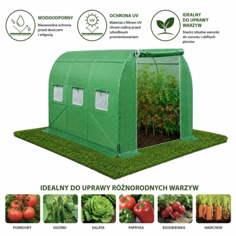 Tunel Ogrodowy Foliowy Szklarnia Na Warzywa Okna Zielony UV 3,5x2x2M 7M? LEAN