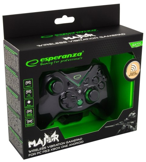 Gamepad bezprzewodowy Esperanza EGG112K (PC, PS3, Xbox One; kolor czarny, kolor zielony) Esperanza