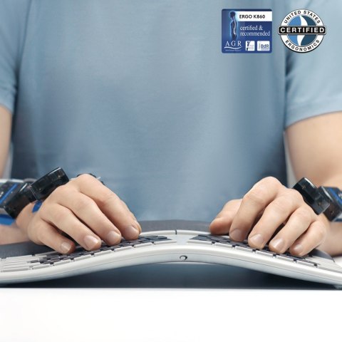 Logitech Ergo K860 klawiatura Biuro RF Wireless + Bluetooth Amerykański międzynarodowy Grafitowy Logitech