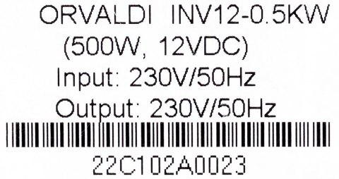 Orvaldi Inverter 12-500W Technologia line-interactive 0,5 kVA Orvaldi
