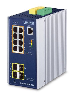 PLANET Industrial 8-Port GE PoE+ 2*1G SFP+ 2*2,5G SFP - 8-Port Zarządzany L2+ Gigabit Ethernet (10/100/1000) Obsługa PoE Alumini Planet