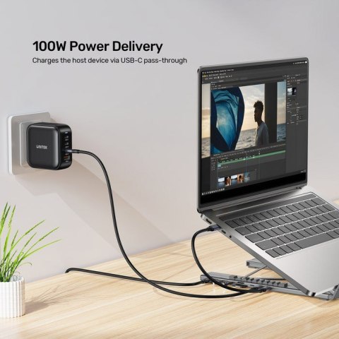 UNITEK PODSTAWKA POD LAPTOP REGULOWANA + HUB USB-C/A, HDMI 2.0, PD 100W UNITEK