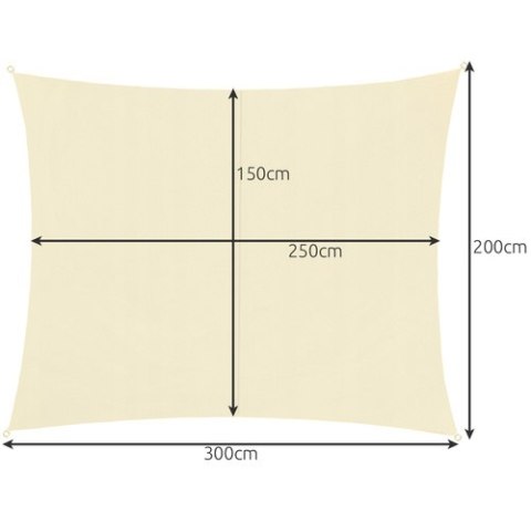 Żagiel przeciwsłoneczny 3x2m- beżowy Gardlov 23163 GARDLOV