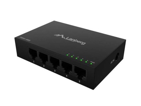 LANBERG SWITCH DSM1-1005 5X1GB/S NIEZARZĄDZALNY GIGABIT ETHERNET DESKTOP 12V (OBUDOWA METALOWA) Lanberg