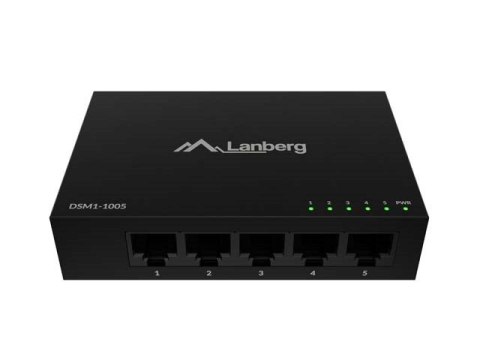 LANBERG SWITCH DSM1-1005 5X1GB/S NIEZARZĄDZALNY GIGABIT ETHERNET DESKTOP 12V (OBUDOWA METALOWA) Lanberg